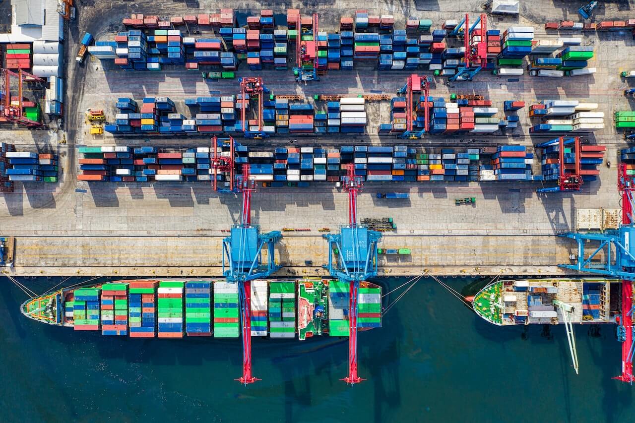 aerial view of shipping  containers